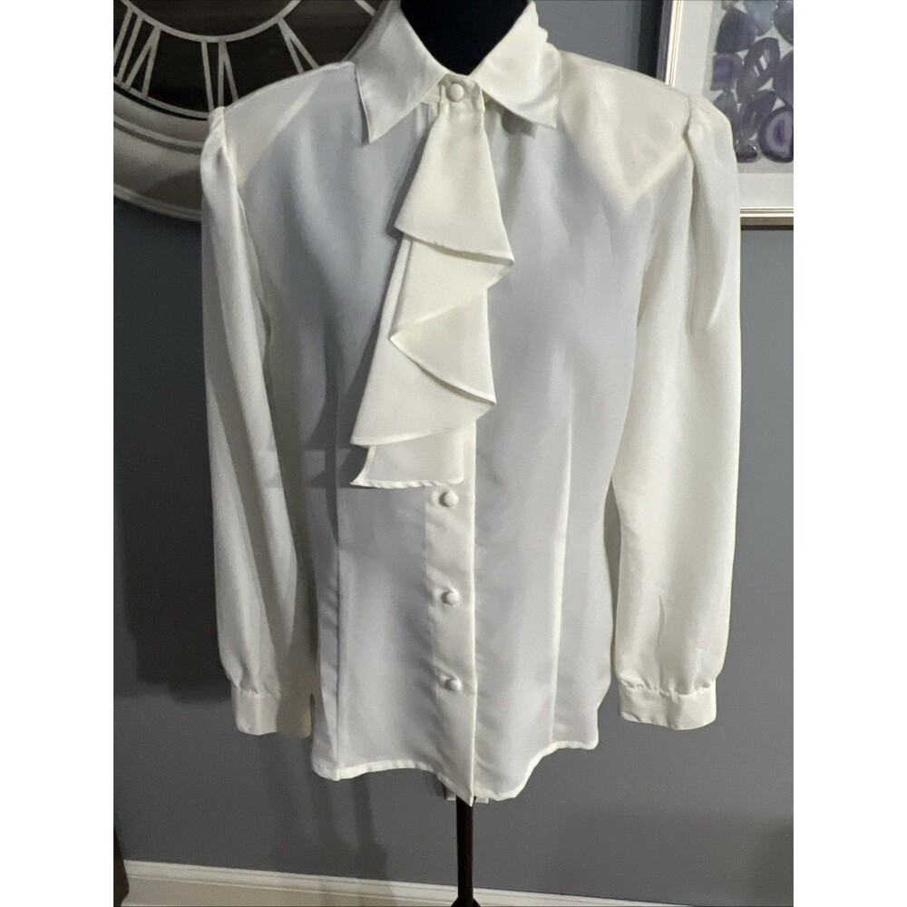 Vintage Nicola Ivory Cream Blouse Size 10  1980's